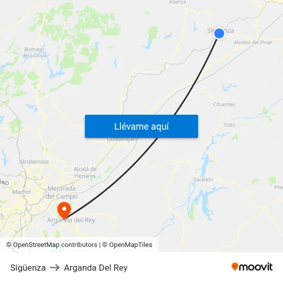 Sigüenza to Arganda Del Rey map