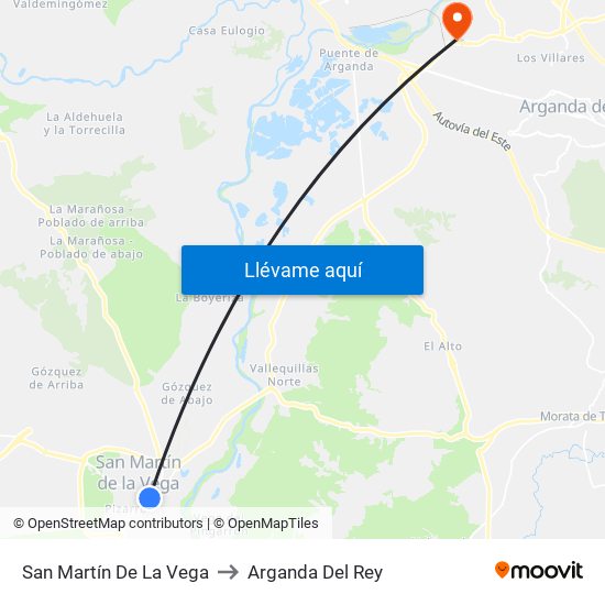 San Martín De La Vega to Arganda Del Rey map