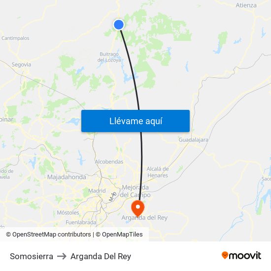 Somosierra to Arganda Del Rey map
