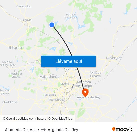 Alameda Del Valle to Arganda Del Rey map