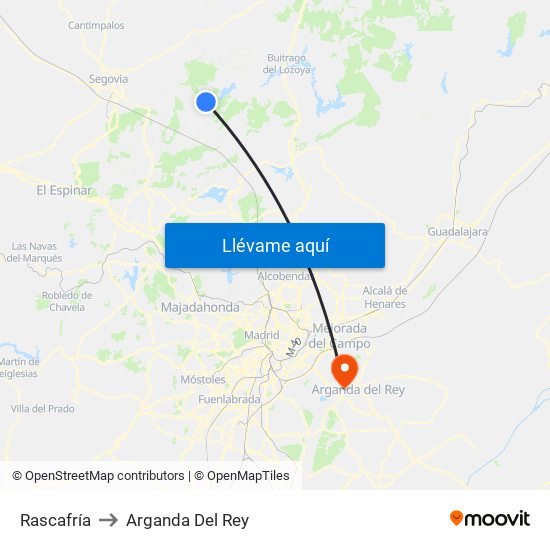 Rascafría to Arganda Del Rey map