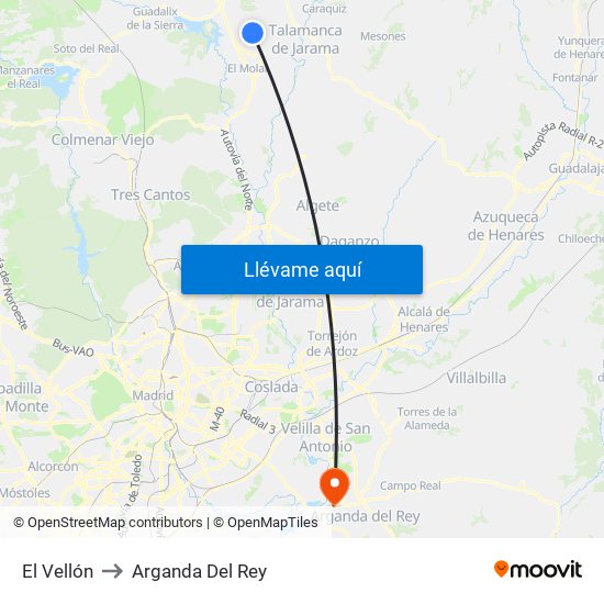 El Vellón to Arganda Del Rey map