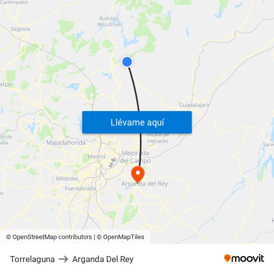 Torrelaguna to Arganda Del Rey map
