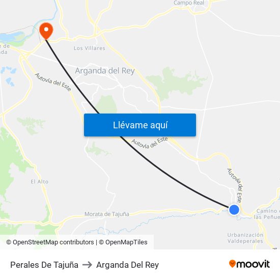 Perales De Tajuña to Arganda Del Rey map
