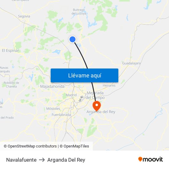Navalafuente to Arganda Del Rey map