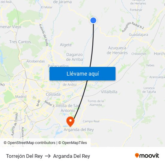 Torrejón Del Rey to Arganda Del Rey map