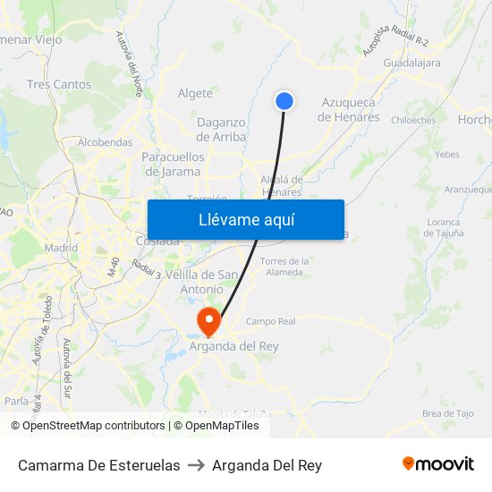 Camarma De Esteruelas to Arganda Del Rey map