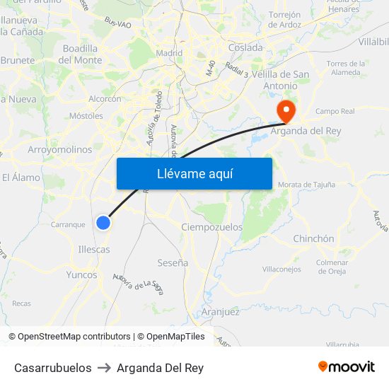 Casarrubuelos to Arganda Del Rey map