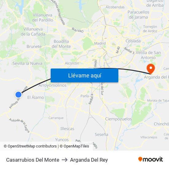 Casarrubios Del Monte to Arganda Del Rey map