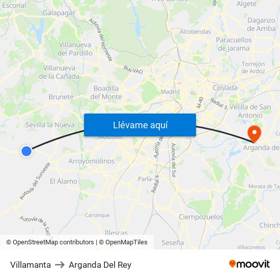 Villamanta to Arganda Del Rey map