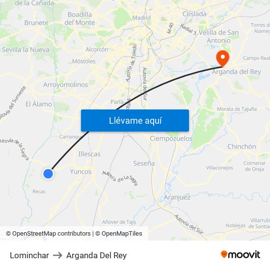 Lominchar to Arganda Del Rey map