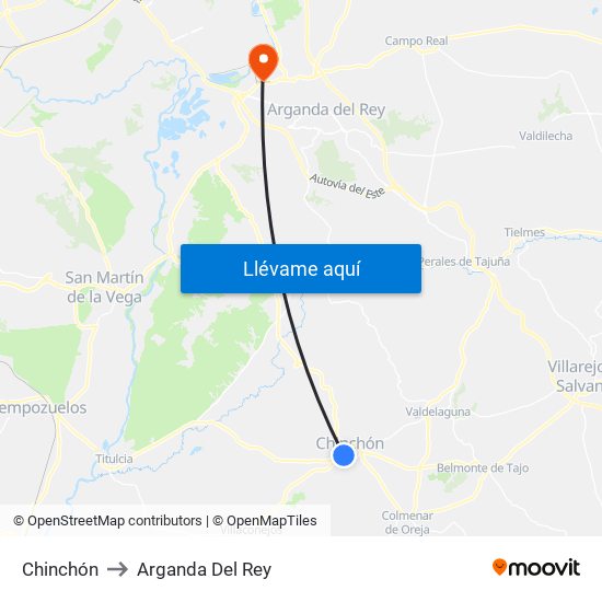 Chinchón to Arganda Del Rey map