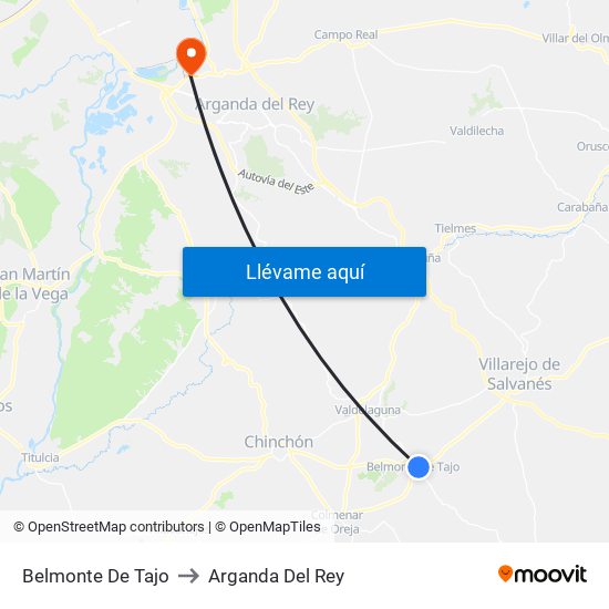 Belmonte De Tajo to Arganda Del Rey map