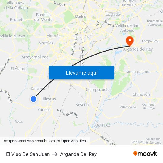 El Viso De San Juan to Arganda Del Rey map