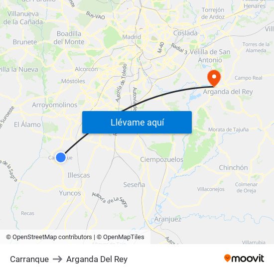 Carranque to Arganda Del Rey map