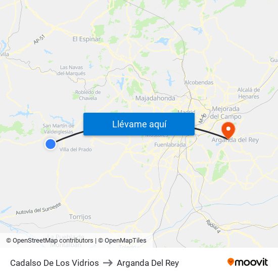 Cadalso De Los Vidrios to Arganda Del Rey map