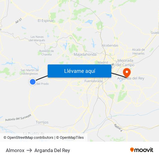 Almorox to Arganda Del Rey map