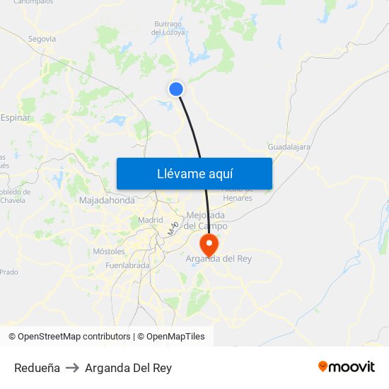 Redueña to Arganda Del Rey map