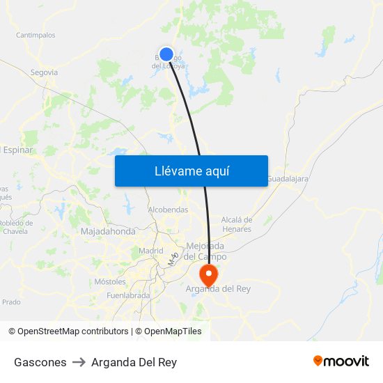 Gascones to Arganda Del Rey map