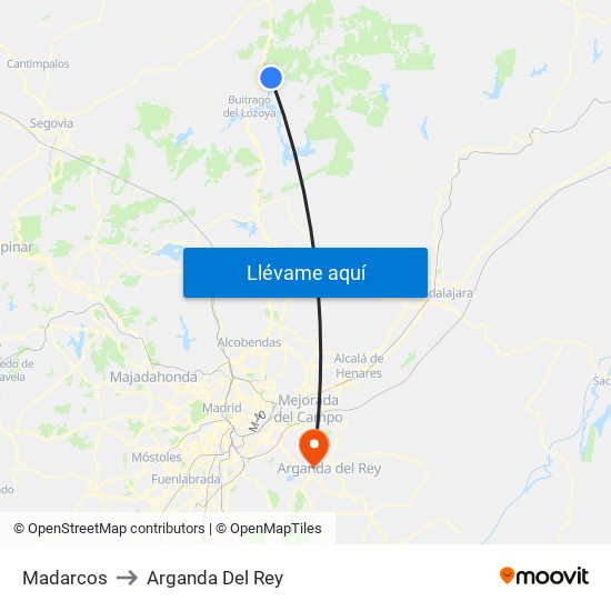 Madarcos to Arganda Del Rey map