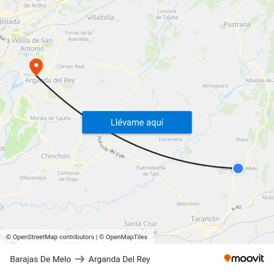 Barajas De Melo to Arganda Del Rey map