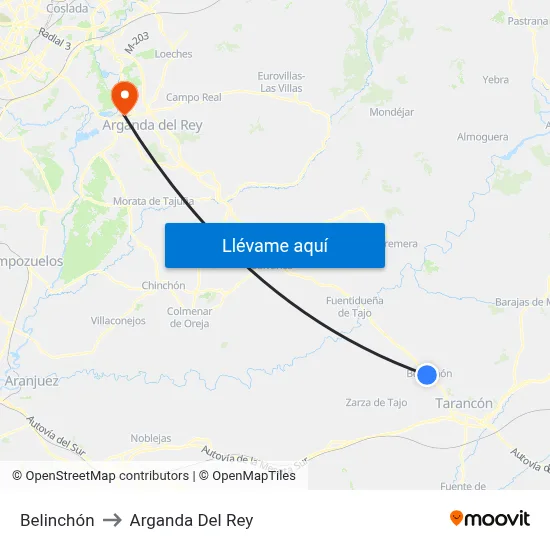 Belinchón to Arganda Del Rey map