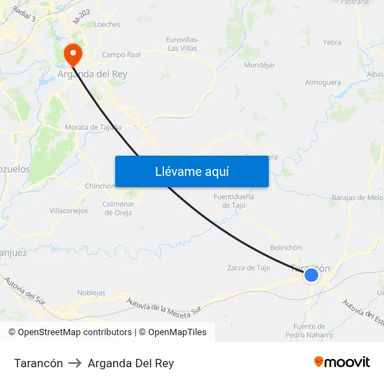 Tarancón to Arganda Del Rey map