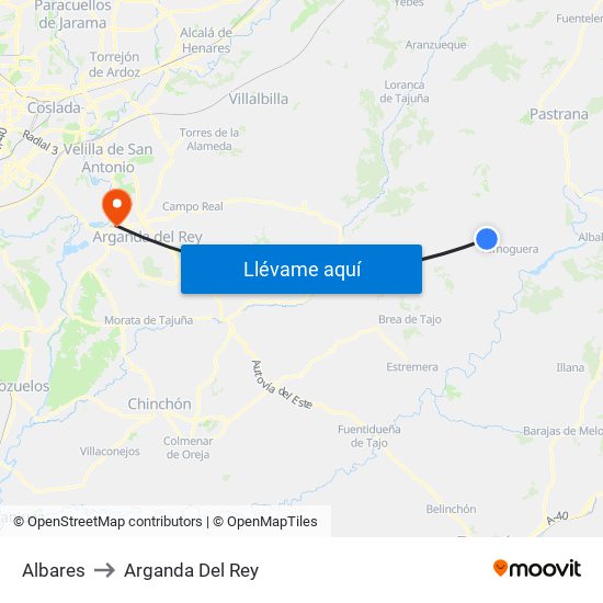 Albares to Arganda Del Rey map