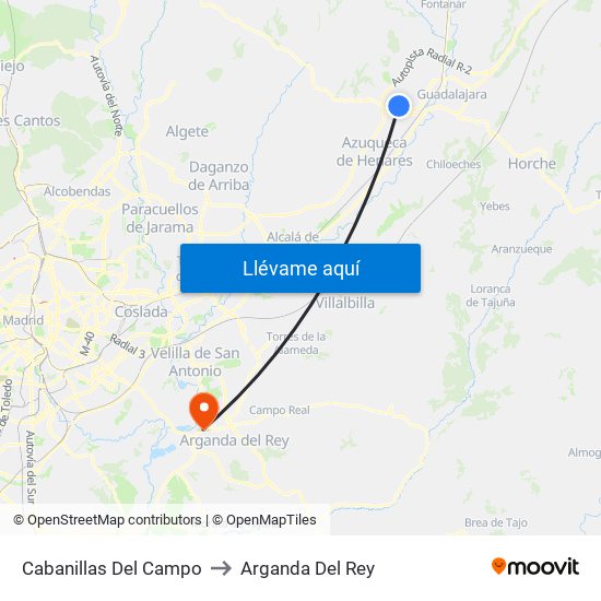Cabanillas Del Campo to Arganda Del Rey map