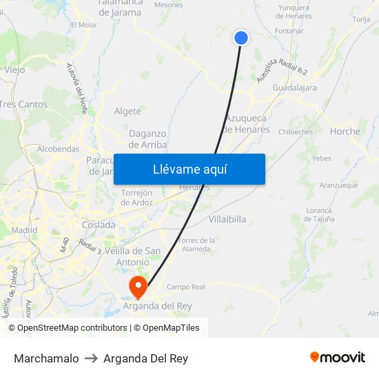 Marchamalo to Arganda Del Rey map