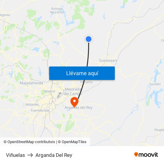 Viñuelas to Arganda Del Rey map