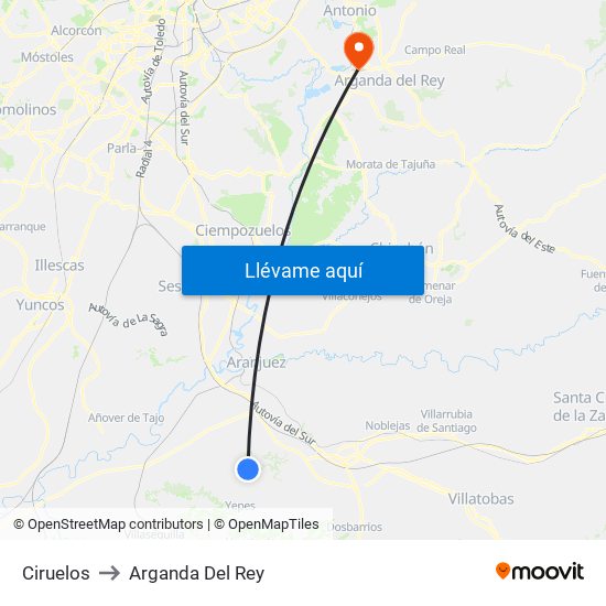 Ciruelos to Arganda Del Rey map