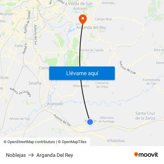 Noblejas to Arganda Del Rey map