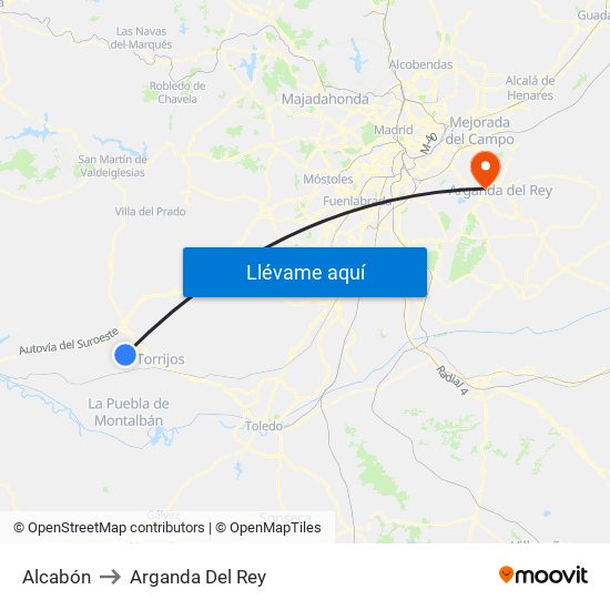 Alcabón to Arganda Del Rey map