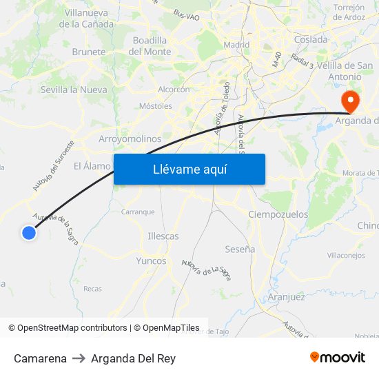 Camarena to Arganda Del Rey map