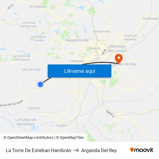 La Torre De Esteban Hambrán to Arganda Del Rey map