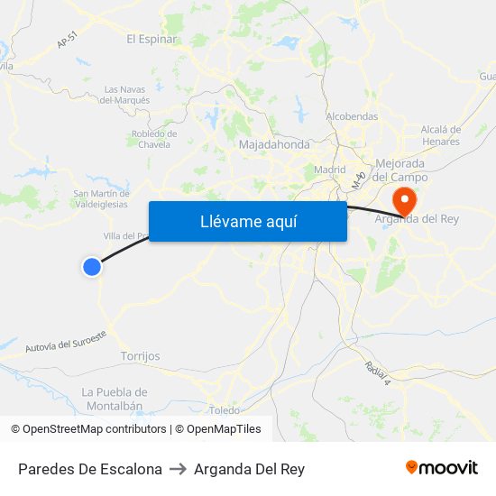 Paredes De Escalona to Arganda Del Rey map