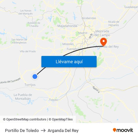 Portillo De Toledo to Arganda Del Rey map