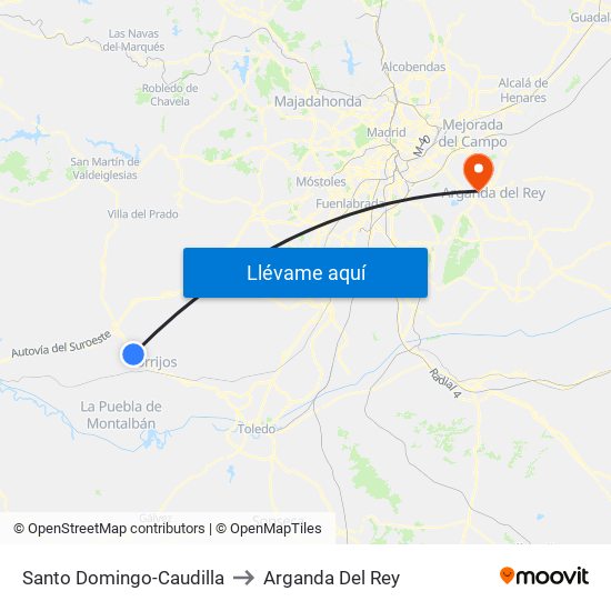 Santo Domingo-Caudilla to Arganda Del Rey map