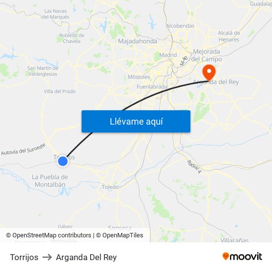 Torrijos to Arganda Del Rey map
