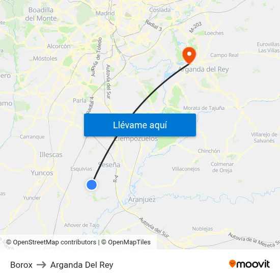 Borox to Arganda Del Rey map