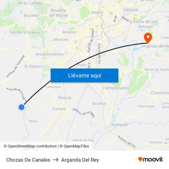 Chozas De Canales to Arganda Del Rey map