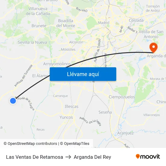 Las Ventas De Retamosa to Arganda Del Rey map