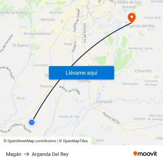 Magán to Arganda Del Rey map