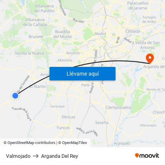 Valmojado to Arganda Del Rey map