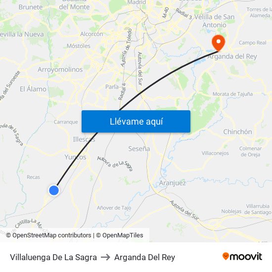 Villaluenga De La Sagra to Arganda Del Rey map