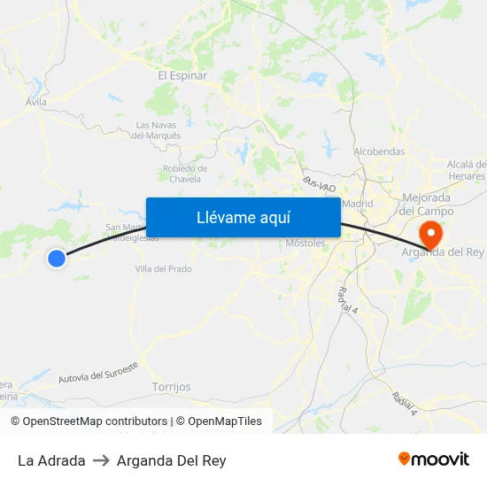 La Adrada to Arganda Del Rey map