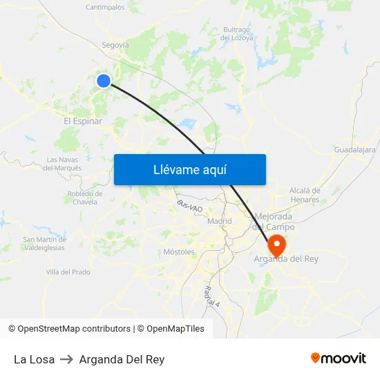 La Losa to Arganda Del Rey map