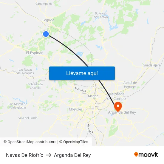 Navas De Riofrío to Arganda Del Rey map