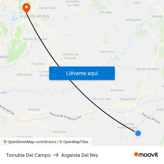Torrubia Del Campo to Arganda Del Rey map